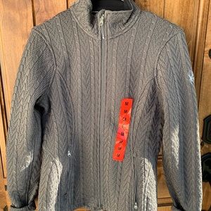 Spyder Grey Women Textured Zip Up Sweater
